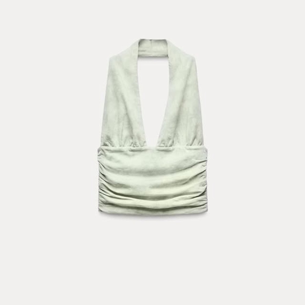 Sleek Halter Top in Light Green Zara